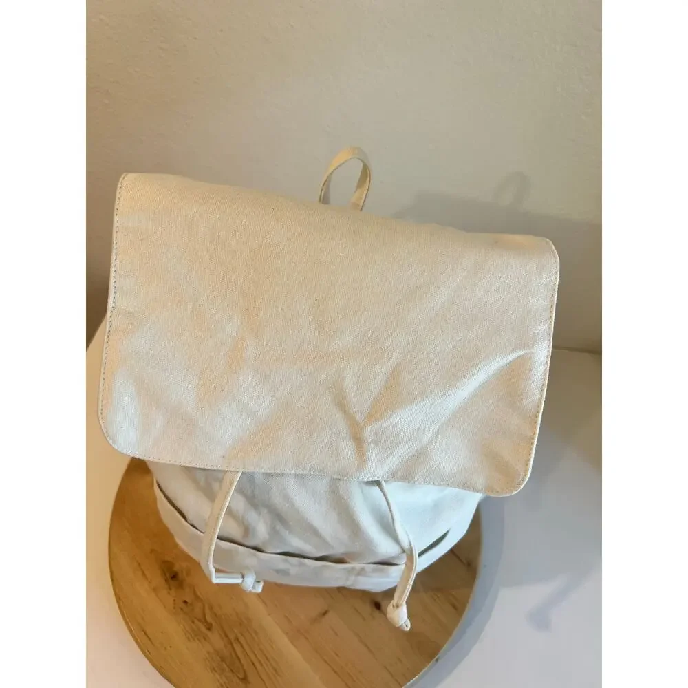 Laude The Label Cream Ivory Cotton Canvas Convertible Backpack